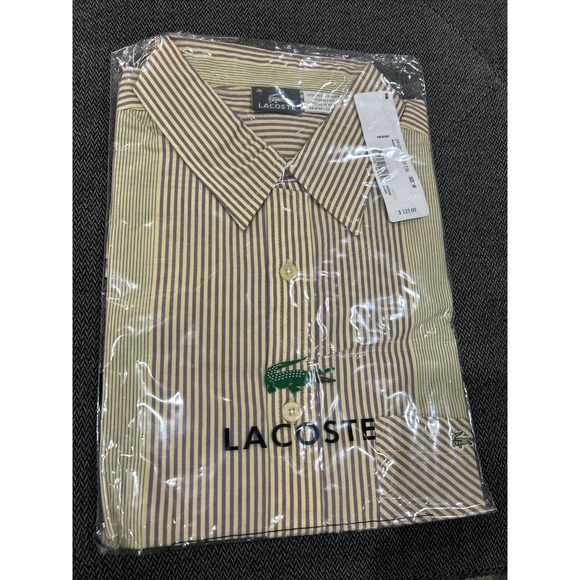 Lacoste Short Sleeve Button Down Men’s Dress Shirt With Pocket Size 45 NWT! - Picture 1 of 4